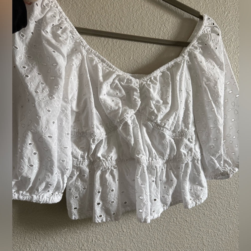 Target White Eyelet Puff Sleeve Blouse